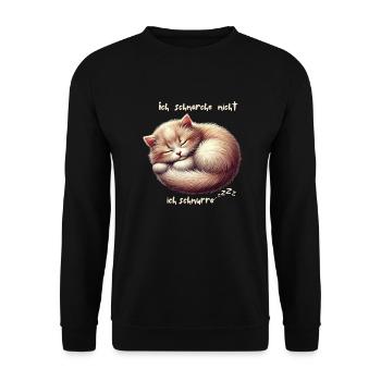 ich schnarche nicht süsses katzenbaby - Unisex Pullover - Schwarz - Vorne - Alina (178cm) & Michal (187cm)