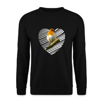 Rotkehlchen Singvogel - Unisex Pullover - Schwarz - Vorne - Alina (178cm) & Michal (187cm)