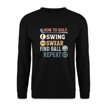 How To Golf: 1.Swing 2.Swear 3.Find Ball Golfer Ho - Unisex Pullover - Schwarz - Vorne - Alina (178cm) & Michal (187cm)