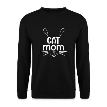 Stilvolles Cat Mom Katzenmotiv - Unisex Pullover - Schwarz - Vorne - Alina (178cm) & Michal (187cm)