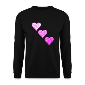 3 Herzen - Unisex Pullover - Schwarz - Vorne - Alina (178cm) & Michal (187cm)