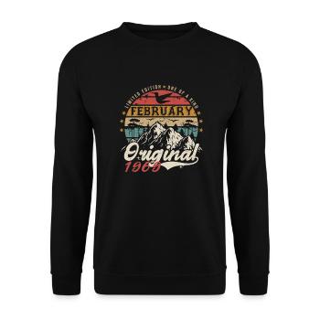 56th Birthday Gift Born In February 1969 - Unisex Sweatshirt - black - Front - Alina (178cm) & Michal (187cm)