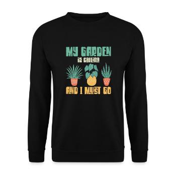 Mon jardin m’appelle et je dois aller à la botanique - Sweat-shirt Unisexe - noir - Devant - Alina (178cm) & Michal (187cm)