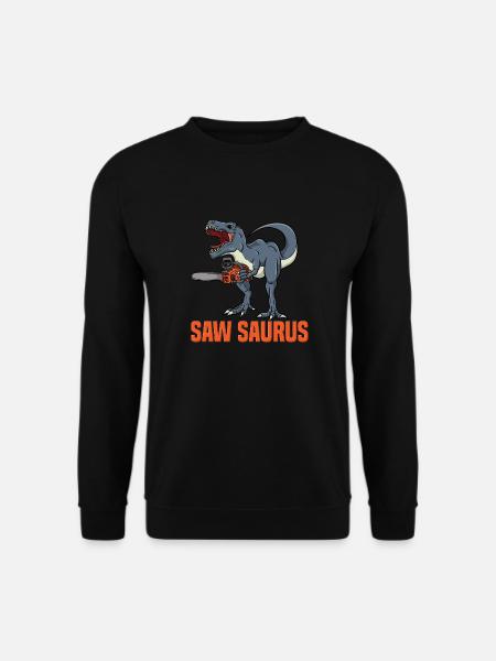 Saw Saurus Dino mit Kettensäge Fun Design - Unisex Pullover - Schwarz
