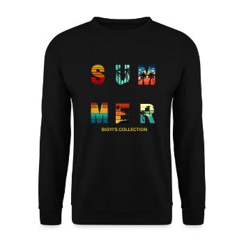 SUMMER – Colourful summer letters with palm trees - Unisex Sweatshirt - black - Front - Alina (178cm) & Michal (187cm)