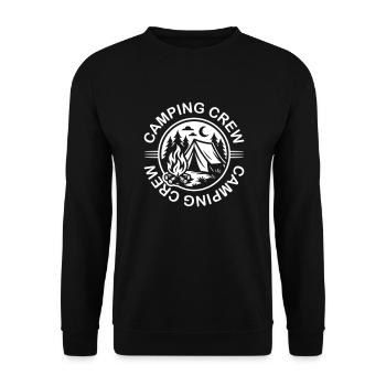 Camping Crew Zelt Lagerfeuer - Unisex Pullover - Schwarz - Vorne - Alina (178cm) & Michal (187cm)
