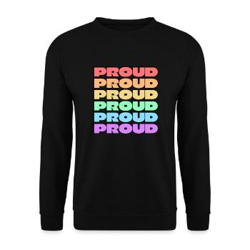 PROUD gay pride 6 rainbow colors - Unisex Sweatshirt - black - Front - Alina (178cm) & Michal (187cm)