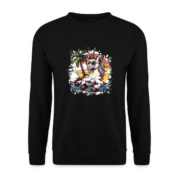 Unicorn Summer Holiday - Unisex Sweatshirt - black - Front - Alina (178cm) & Michal (187cm)