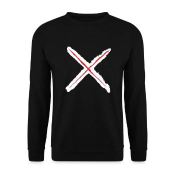 Red X - St. Andrew's Cross Grunge Style red on white - Unisex Sweatshirt - black - Front - Alina (178cm) & Michal (187cm)