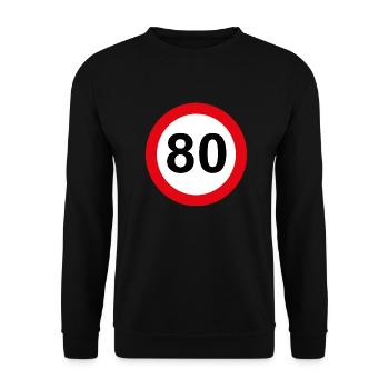 80 Geburtstag - Unisex Pullover - Schwarz - Vorne - Alina (178cm) & Michal (187cm)
