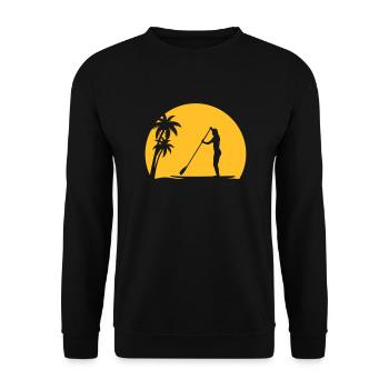 SUP Sonne Palmen Meer Strand Stand Up Paddling - Unisex Sweatshirt - black - Front - Alina (178cm) & Michal (187cm)