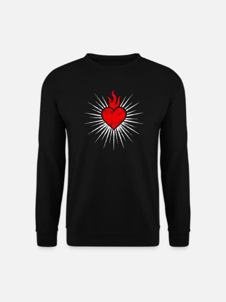 Flaming Holy Heart of Jesus Christian Religion - Unisex Sweatshirt - black