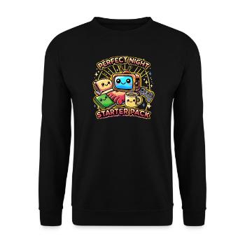 Perfect Night Cute Kawaii Homebody Indoor Design - Unisex Sweatshirt - black - Front - Alina (178cm) & Michal (187cm)