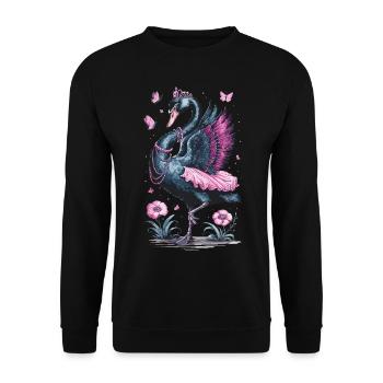 Eleganter Schwan für Schwan Fan - Unisex Pullover - Schwarz - Vorne - Alina (178cm) & Michal (187cm)