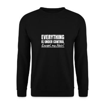 Bad Hair Messy Hair don't care Messed up Hairstyle - Unisex Sweatshirt - black - Front - Alina (178cm) & Michal (187cm)