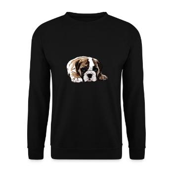 Boxer Welpe - Unisex Pullover - Schwarz - Vorne - Alina (178cm) & Michal (187cm)