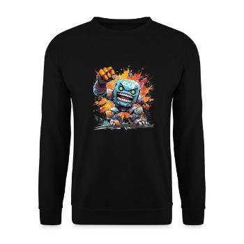Spraydosen Kreatur originelle urbane Graffiti Mode - Unisex Pullover - Schwarz - Vorne - Alina (178cm) & Michal (187cm)