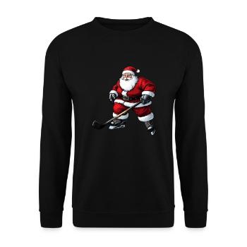 Eishockeyspieler Weihnachten - Unisex Pullover - Schwarz - Vorne - Alina (178cm) & Michal (187cm)