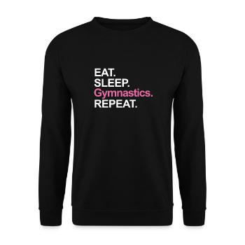 eat sleep gymnastics - Turnen Shirt - Unisex Pullover - Schwarz - Vorne - Alina (178cm) & Michal (187cm)