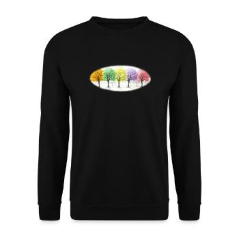 Bunt Bäume Baum Wald - Unisex Pullover - Schwarz - Vorne - Alina (178cm) & Michal (187cm)