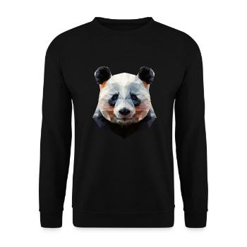 Panda I Low Poly Art Logo Design - Unisex Pullover - Schwarz - Vorne - Alina (178cm) & Michal (187cm)