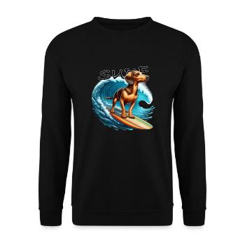 Dachshund hunting dog surfer with dogs summer and surf - Unisex Sweatshirt - black - Front - Alina (178cm) & Michal (187cm)