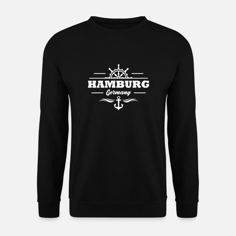 Hamburg Germany Stadt Anker Wellen Geschenk - Unisex Pullover - Schwarz