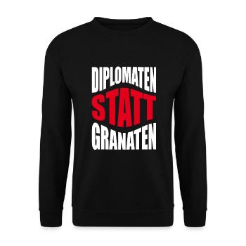 Diplomaten statt Granaten - Unisex Pullover - Schwarz - Vorne - Alina (178cm) & Michal (187cm)