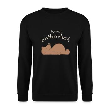 flauschiger, knuffiger Bär - Unisex Pullover - Schwarz - Vorne - Alina (178cm) & Michal (187cm)