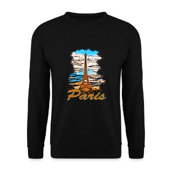 Paris France Orange Art Design - Sweat-shirt Unisexe - noir - Devant - Alina (178cm) & Michal (187cm)