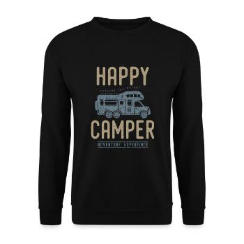Happy camping christmas birthday tshirt - Unisex Sweatshirt - black - Front - Alina (178cm) & Michal (187cm)