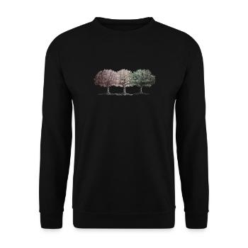 Bunte Bäume bunt Baum Wald - Unisex Pullover - Schwarz - Vorne - Alina (178cm) & Michal (187cm)