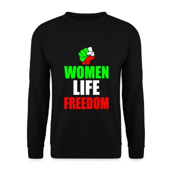 Women life freedom iran - Unisex Pullover - Schwarz - Vorne - Alina (178cm) & Michal (187cm)