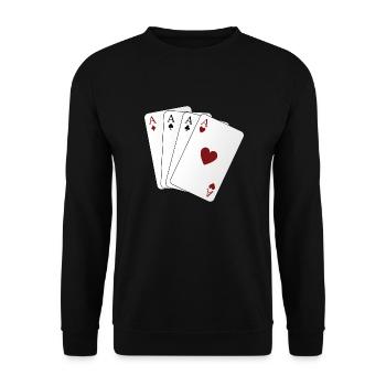 Spielkarten Ass - Unisex Pullover - Schwarz - Vorne - Alina (178cm) & Michal (187cm)
