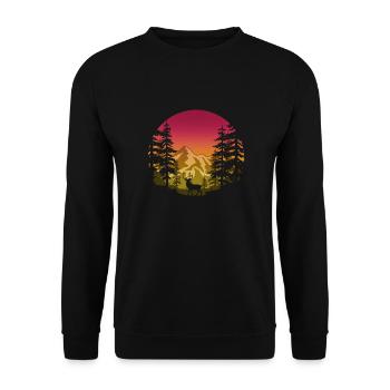Deer in the forest (round / pink-yellow) - Unisex Sweatshirt - black - Front - Alina (178cm) & Michal (187cm)
