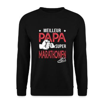 marathon Super papa meilleur marathonien running - Sweat-shirt Unisexe - noir - Devant - Alina (178cm) & Michal (187cm)