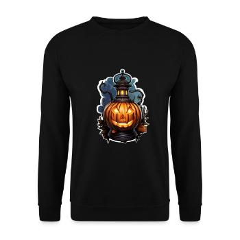 Halloween Kürbislaterne4 - Unisex Pullover - Schwarz - Vorne - Alina (178cm) & Michal (187cm)