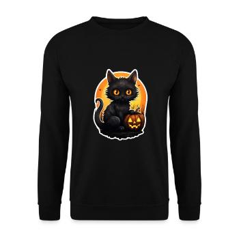 Chat noir d’Halloween avec citrouille - Sweat-shirt Unisexe - noir - Devant - Alina (178cm) & Michal (187cm)