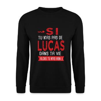 Lucas Si tu n as pas un lucas Cadeau humour - Sweat-shirt Unisexe - noir - Devant - Alina (178cm) & Michal (187cm)