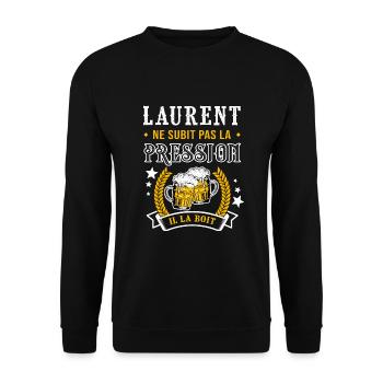 Laurent bière Laurent cadeau laurent fête - Sweat-shirt Unisexe - noir - Devant - Alina (178cm) & Michal (187cm)