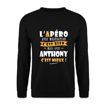 Anthony Cadeau Humour personnalisé cadeau anthony - Sweat-shirt Unisexe - noir - Devant - Alina (178cm) & Michal (187cm)