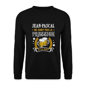 Jean-Pascal bière cadeau jean pascal fêtes - Sweat-shirt Unisexe - noir - Devant - Alina (178cm) & Michal (187cm)
