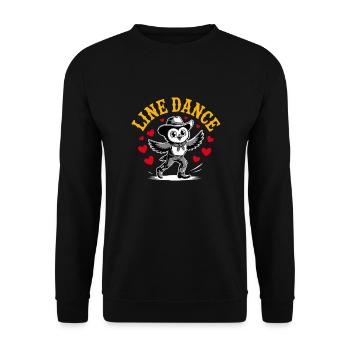 Line Dance Owl Funny Owl with Stetson and Boots - Unisex Sweatshirt - black - Front - Alina (178cm) & Michal (187cm)