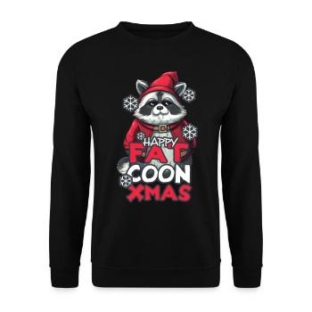 Happy Fat Coon XMAS - Unisex Sweatshirt - black - Front - Alina (178cm) & Michal (187cm)