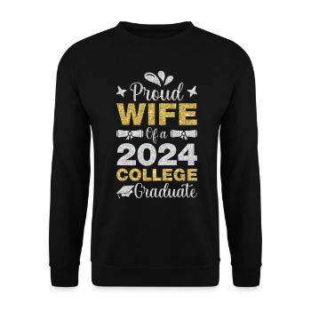 Fière épouse d’un étudiant diplômé de l’université 2024 - Sweat-shirt Unisexe - noir - Devant - Alina (178cm) & Michal (187cm)