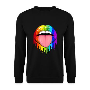 LGBT Bouche avec langue arc-en-ciel LGBTQ Gay Pride - Sweat-shirt Unisexe - noir - Devant - Alina (178cm) & Michal (187cm)
