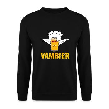 Vambier Halloween Bier Wortspiel Fledermaus Vampir - Unisex Pullover - Schwarz - Vorne - Alina (178cm) & Michal (187cm)