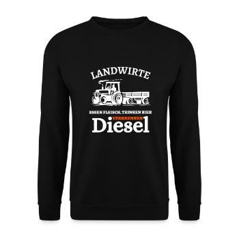 Landwirte- Essen Fleisch Trinken Bier ... - Unisex Pullover - Schwarz - Vorne - Alina (178cm) & Michal (187cm)