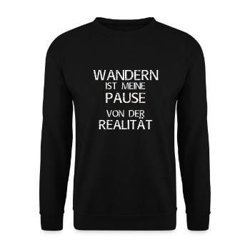 Wandern ist meine Pause von der Realität - Unisex Pullover - Schwarz - Vorne - Alina (178cm) & Michal (187cm)