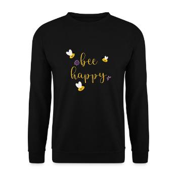 bee happy - Unisex Pullover - Schwarz - Vorne - Alina (178cm) & Michal (187cm)